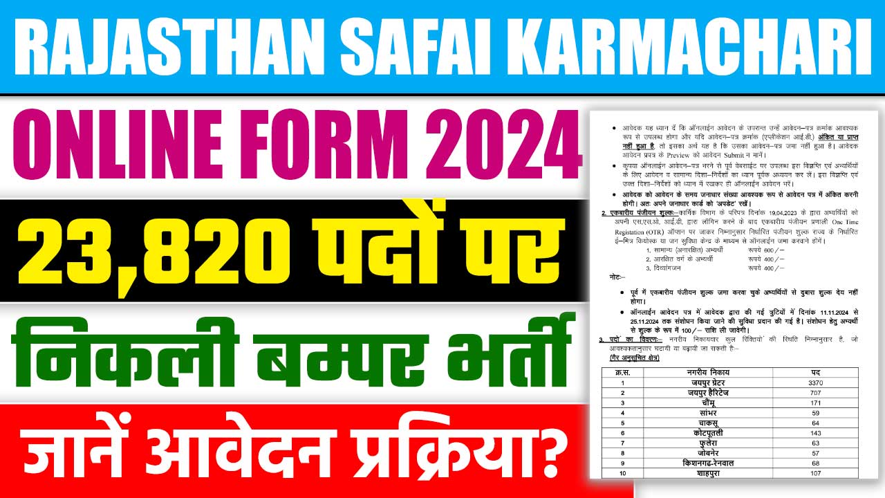 RAJASTHAN SAFAI KARMACHARI ONLINE FORM 2024