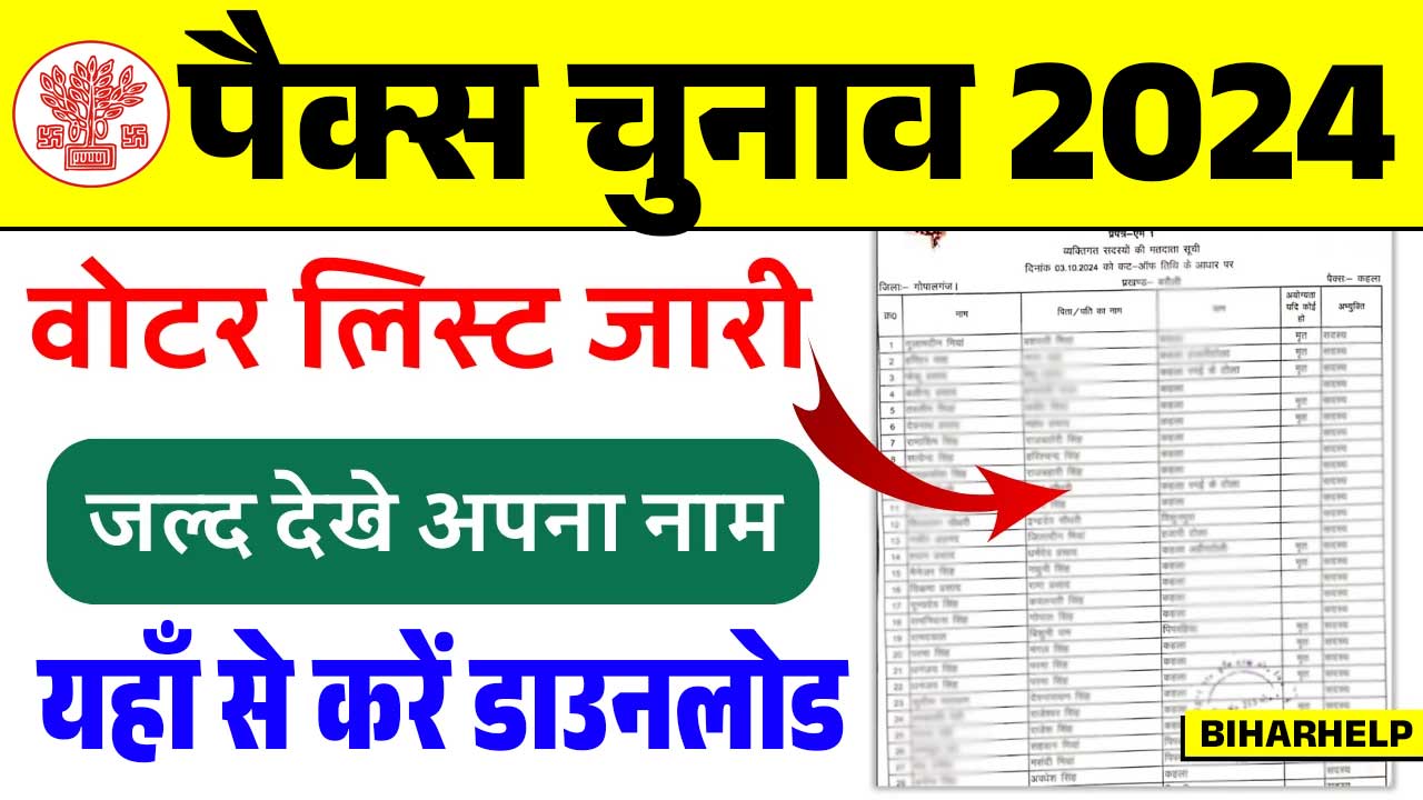 Bihar PACS Chunav Voter List 2024 Download