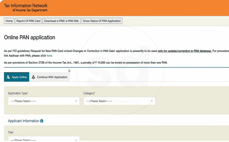 Minor Pan Card Apply Online