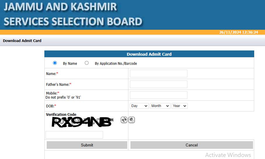 JKSSB JK Police Constable Admit Card 2024